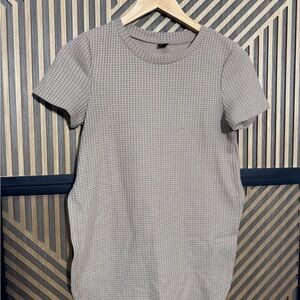 SHEIN Taupe Waffle Knit Short Sleeve Shirt